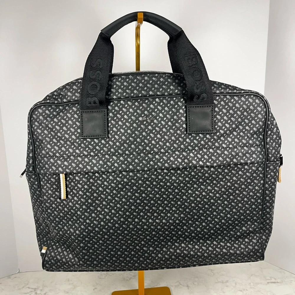 New! BOSS Gray Patterned briefcase